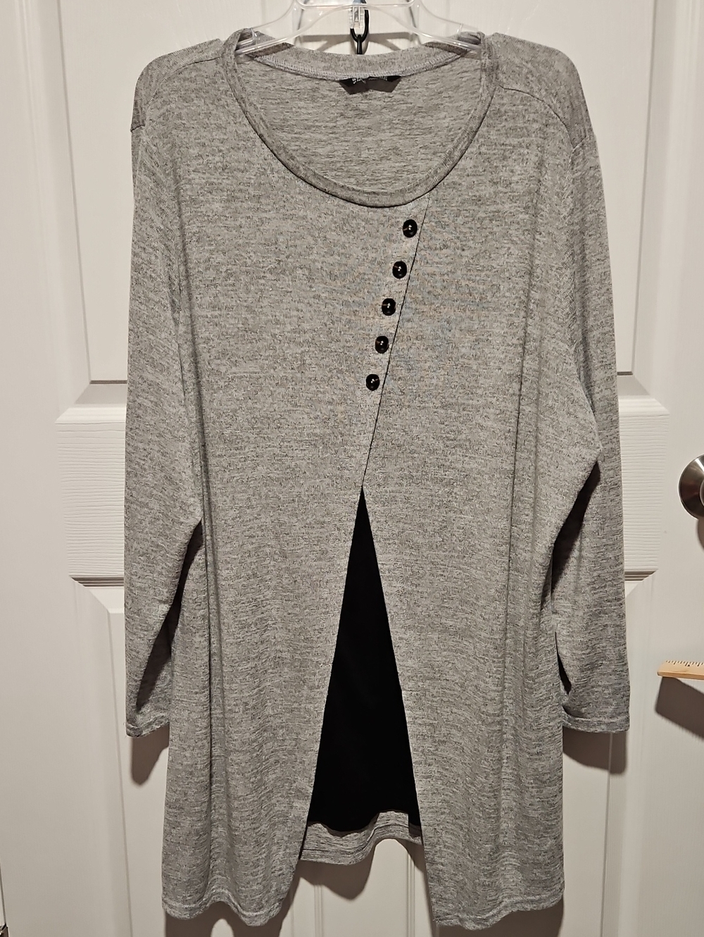 BloomChic Gray Layered-Look Button Tunic